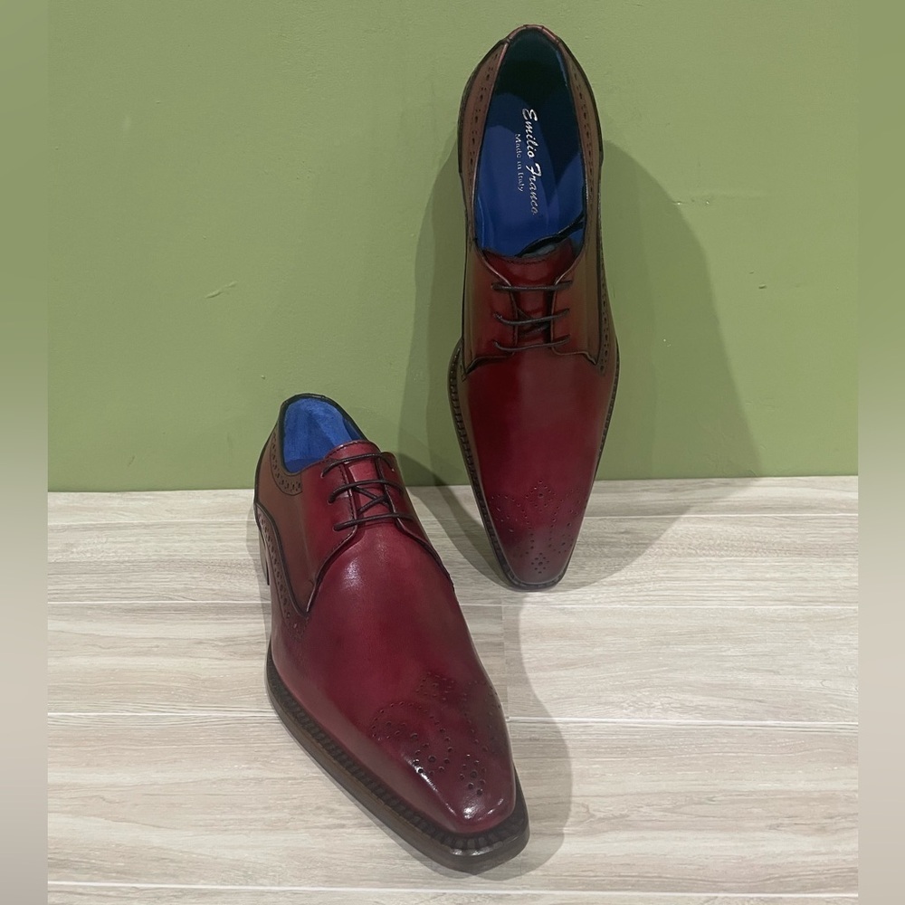 Emilio Franco Stylish Red Leather calf Dress Shoes oxford point toe